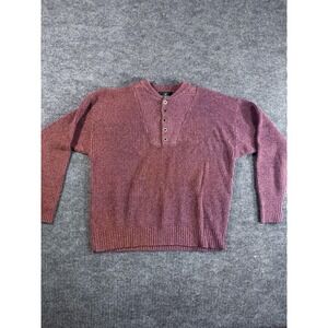 RedHead XL Maroon Knit Cotton vintage Pullover‎ Sweater Mock Neck Button Accent